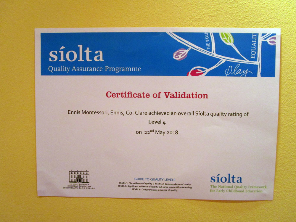 Ennis Montessori School Siolta award